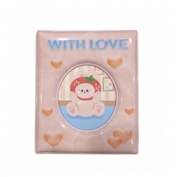 Porte-cartes Kpop, adorable porte-cartes photo rose en forme de cœur, petit album photo en PVC, porte-photos portable de 3 pouces pour cartes d'idols, coffret cadeau