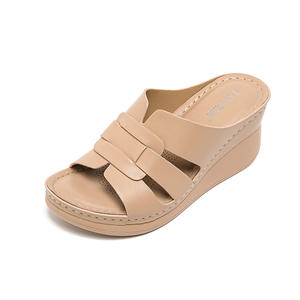 Yasirun Sandalias de cuña para mujer, zapatos cómodos de microfibra negra con boca de pez, sin cordones, para uso informal, 5055-3 - Product Image 2