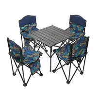 Table pliante légère en aluminium moderne et ensemble de 4 chaises pour le camping et les pique-niques - Utilisation extérieure portable 1 table 4 chaises