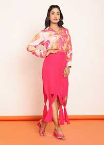 Conjunto de Dos Piezas para Mujer: Top Estampado con Falda de Nudos, Diseño Elegante, Estilo Moderno y Cómodo - Product Image 4