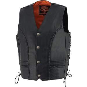 2025 cuir ML1359 gilet de moto en cuir noir de qualité supérieure pour hommes avec fermeture à boutons pression en nickel buffle - Product Image 2