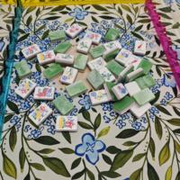 Jeu de Mahjong américain personnalisé en marbre vert turquoise et blanc, 160 tuiles, acrylique écologique