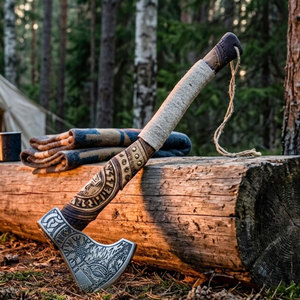 Stainless Steel Industrial Grade Custom Handmade Flat <b>Backed</b> Hunting Axe with Wood Handle for Camping and Hunting Viking Axe - Product Image 2