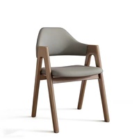 Sillón Moderno de Madera Maciza con Tapicería de Cuero - Silla de Comedor Multiusos para el Hogar y Uso Comercial