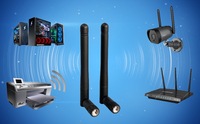 Antenne WiFi pour PC, double bande 2,4 GHz 5 GHz 5,8 GHz, antenne de carte WiFi 3dBi avec connecteur RP-SMA mâle (sans broche)