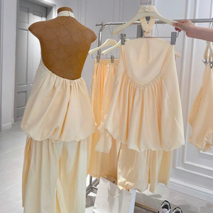 Robes Courtes Luxueuses pour Femmes en Tissu Solide, Coupe Slim en Spandex, Manches Courtes, Anti-Boulochage, Naturelles - Product Image 2