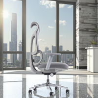 Chaise de bureau ergonomique en maille à dossier haut moderne de Chine, avec support lombaire réglable, vérin à gaz certifié, alliage d'aluminium