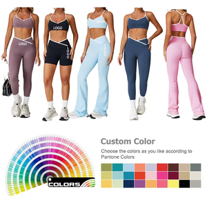 Custom Alta Qualidade Pilates Sportswear Gym Fitness Sports <span class=keywords><strong>Clothing</strong></span> Cross High Cintura Workout Clothes Mulheres Active Wear Yoga Set - Product Image 2