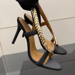 <span class=keywords><strong>Sandalias</strong></span> de Tacón Fino con Tira de Metal y Pedrería, Diseño Moderno y Elegante para Primavera/Verano - Product Image 3