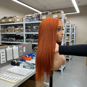 Peluca de Cabello Humano Vietnamita de Lujo, Liso Extremo, con Cierre HD, Color Rojo Anaranjado, 100% Virgen, Cutícula Alineada - Product Image 3