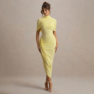 slim fit dress slacks CORAZON Curve Neckline Pencil Skirt Midi Dress with Side Bow Trail (Li –  Zoo Label main image 1