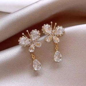 Hypoallergenic <b>Stud</b> <b>Earrings</b> Zircon Butterfly Teardrop Tassel <b>Earrings</b> Women Trendy Micro Pave Zircon <b>Crystal</b> <b>Stud</b> <b>Earrings</b> - Product Image 2
