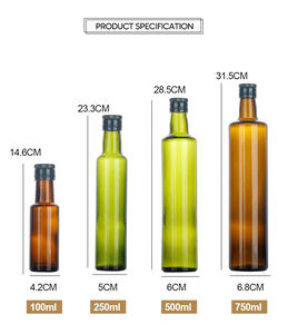 Logo personalizzato 250ml 500ml 750ml 1000ml bottiglia di vetro olio d'oliva sfuso olio d'oliva bottiglie di vetro con tappo a corona per condire le salse - Product Image 5