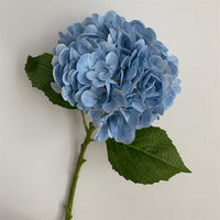 B-1277 Bunga Hydrangea Biru Berkualitas Tinggi untuk Dekorasi Tengah Meja, Bunga Artifisial Lateks dengan Sentuhan Alami, Modern untuk Thanksgiving, Grosir