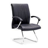 Chaise de bureau de direction en cuir, accoudoirs fixes contemporains, base en acier inoxydable véritable, hauteur réglable, chaise de conférence haute