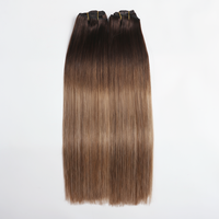 Ekstensi Rambut Clip in Premium Berkualitas Tinggi dari Rambut Asli Manusia Virgin Brazil, Model Silk Straight Wave Warna Balayage