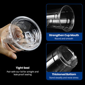 أكواب مشروبات بلاستيكية PET للاستخدام مرة واحدة من المصنعين المحترفين بالجملة بأحجام 12، 14، 16، 18، 20، 24 أونصة مع أغطية - Product Image 4