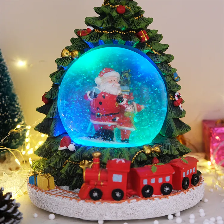 100mm décorations en résine personnalisées artisanat souvenir verre cristal boule à neige ornements de noël boule à neige de noël