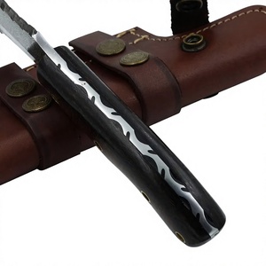 Cuchillos Skinner de Acero de Damasco Personalizados 2026, Cuchillos de Caza y Camping de Hoja Fija con Funda de Cuero - Product Image 2