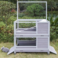Grande cage à lapins roulante avec plateau amovible et roues, enclos à lapins d'extérieur