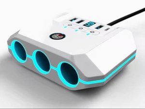 120W 3 Socket Car Charger 4 Port <b>USB</b> Charging <b>Hub</b> QC3.0 PD Fast Charge Cigarette Lighter Adapter for Travel - Product Image 2