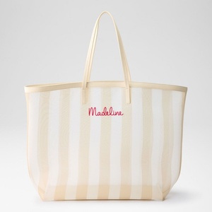 Borsa Tote Stile Vacanza, Borsa a Mano Portatile di Grande Capacità per il Tempo Libero in Spiaggia, Borsa da Spiaggia a Rete a Righe - Product Image 3