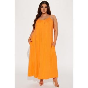 Vestido Midi Casual para Mujer, Estilo Personalizado de Fábrica OEM, Sin Mangas, Tirantes Finos, Bolsillos Laterales, Cierre de Lazo en la Espalda, Alta Elasticidad, Corte Natural - Product Image 5