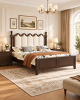 Neues Design Modernes Schwarzes Massivholz-Queen-Bett mit Multifunktions-Stauraum, Gebogener Gepolsterter Rückenlehne, Umweltfreundlich und Langlebig für Hotels