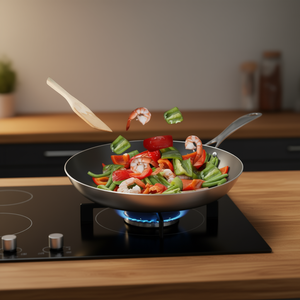 Sartén Antiadherente de Acero Inoxidable de 36 cm, Compatible con Inducción, Extra Grande, Utensilios de Cocina Profesionales - Product Image 2