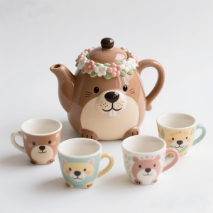 Bols en céramique mignons en forme de capybara avec <span class=keywords><strong>couronne</strong></span> de fleurs 3D - Adorable plat à collation en forme <span class=keywords><strong>d</strong></span>'animal, <span class=keywords><strong>d</strong></span>écoration de cuisine et de table Kawaii - Product Image 2