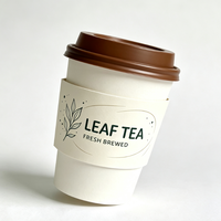Manchon de gobelet en carton blanc imprimé offset avec logo personnalisé pour les boissons à emporter des cafés