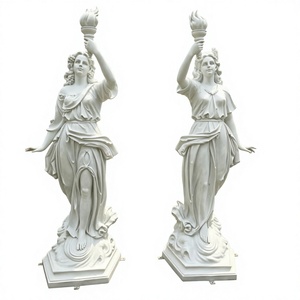 Statue de déesse grecque en résine blanche, sculpture de sol, décoration de jardin, torche extérieure, figurine - Product Image 4