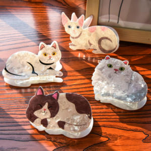 YJL pinzas para el cabello lindas de alta calidad diseño de gatito fresco señoras niñas pinzas para el cabello de acetato - Product Image 2