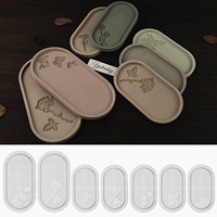 CARATTE Moule en Silicone Grande Taille pour Plateau en Ciment Gypse, Relief Rose Papillon Ovale, pour Résine Plâtre