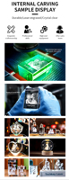 Machine de Gravure Laser 3D JUNFEI en Verre Cristal, Graveur Intérieur Haute Vitesse à Lumière Verte 5W, Machines de Marquage Laser Portables pour Cadeaux