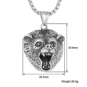 Vintage Celtic Odin Bear Punk amuleto ciondolo Colgante collana con ciondolo testa di orso prepotente in acciaio inossidabile per gioielli da uomo - Product Image 2