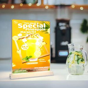 Custom Rechargeable A4 Desktop Advertising Light Box Acrylic Flashing Led <b>Table</b> Menu Restaurant <b>Card</b> Display Holder Stand - Product Image 1