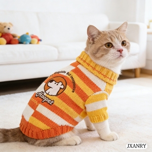 Pull pour <span class=keywords><strong>chien</strong></span> et chat JXANRY de luxe à rayures et blocs de couleur - Vêtement d'extérieur chaud pour l'automne/hiver pour Bichon Frisé et <span class=keywords><strong>Shetland</strong></span> <span class=keywords><strong>Sheepdog</strong></span> - Product Image 2