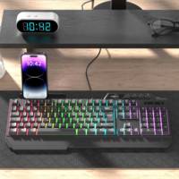 Clavier de jeu filaire USB RGB noir français SC703 - Nouveau design élégant, logo personnalisé, taille standard, plug & play, garantie 1 an