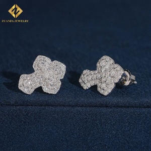 Cross Shape Lab Grown Diamond <b>Stud</b> <b>Earrings</b> Iced Out Cross Cluster <b>Stud</b> <b>Earrings</b> 925 <b>Silver</b> Hip Hop Jewelry for Men Women - Product Image 4