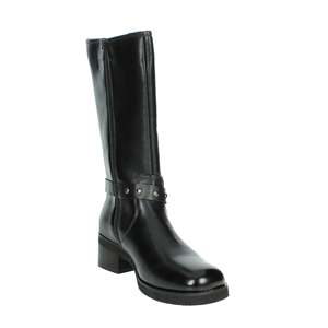 Women's <b>Knee</b> <b>High</b> Boots Black Leather With Buckle Strap Design - Product Image 5