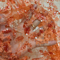 Tissu en dentelle française multicolore avec paillettes et tubes en verre pour robe de mariée - Grande Vente