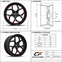 Jantes forgées CF 6061-T6 18 19 20 21 pouces 5x114.3 PCD 66.1 CB compatibles avec Nissan GT-R R35 RZ34 Z34 Z33 personnalisées ODM