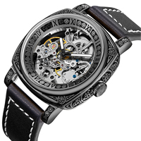 Montre mécanique automatique tourbillon creux de luxe montre bracelet en cuir lumineux étanche pour hommes montres-bracelets