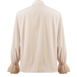 <b>Men's</b> Satin <b>Ruffled</b> <b>Shirt</b> White Black Beige Long Sleeve Gothic Medieval Costume Cosplay Stage Performance Top - Product Image 5