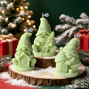 Art Handmade Gnome Figurine Scented Candle 3D <b>Molded</b> Dwarf <b>Wax</b> Candle For Christmas Party Table Decor - Product Image 4