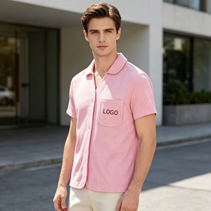 เสื้อโปโลผ้าขนหนู OEM สำหรับผู้ชาย, เสื้อโปโลลำลองแขนสั้นแบบกำหนดเองสำหรับผู้ชาย, เสื้อผ้าผู้ชายผ้าเทอร์รี่ 100% คอตตอน 350 กรัม ทรงหลวม - Product Image 4