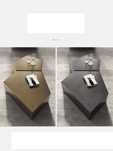 Chất lượng cao hiện đại kết hợp Bàn cà phê đặt vàng thép không gỉ kim loại kính bên bàn ăn 2 mảnh phong cách đô thị - Product Image 4