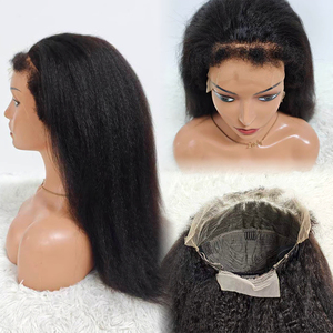 Letsfly Promotion 146$ Wholesale 13x4 Kinky Straight 12A HD Lace Front 100% <b>Human</b> <b>Wigs</b> Women Coarse Raw 20in Yaki Hair 250% - Product Image 6