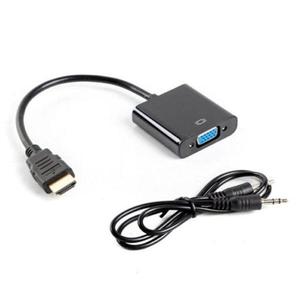 Adaptateur de câble - HDMI vers VGA + audio, noir, 1 port HDMI, 1 port VGA, prend en charge une résolution jusqu'à 1080p, design compact et - Product Image 1